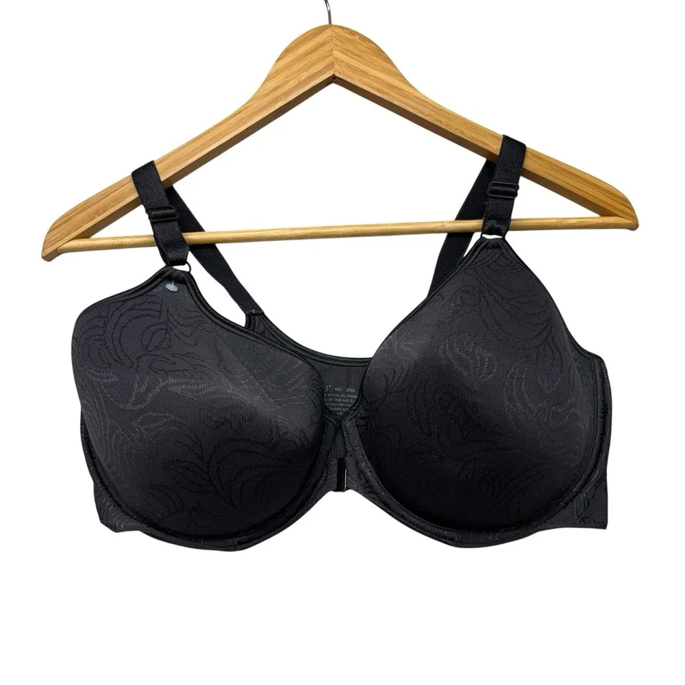 Bali Womens Bra 40D Black Underwire Front Clasp Lightly Lined Adjustable Strap
